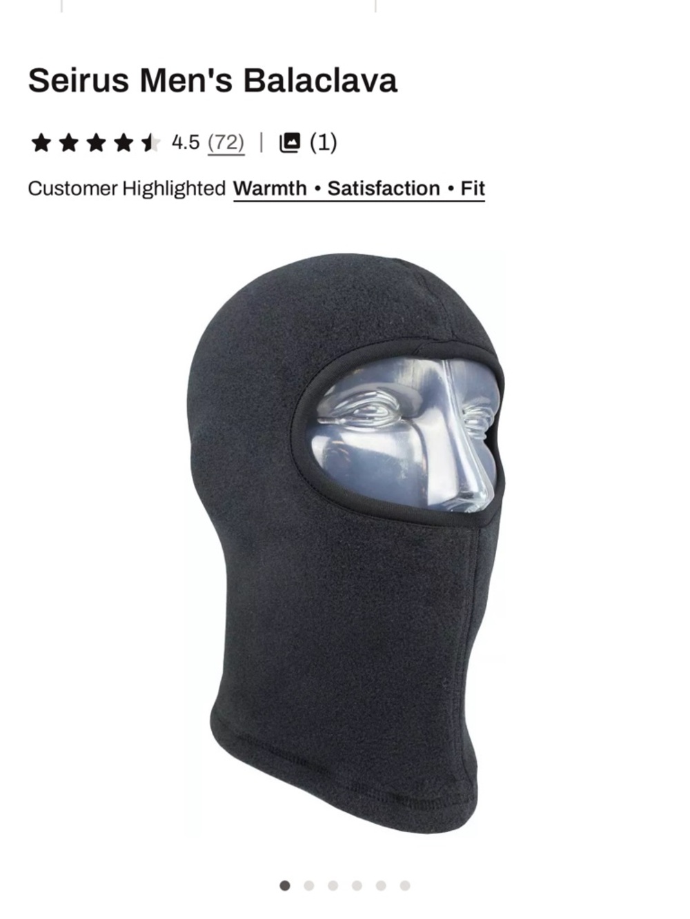 Seirus Men's Balaclava - Black size L/XL
